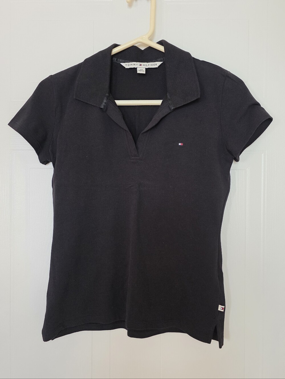 Tommy Hilfiger Short-Sleeve Polo Top, Black, Small